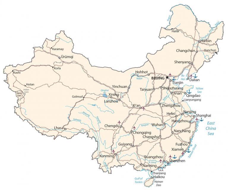 Carta geografica della Cina