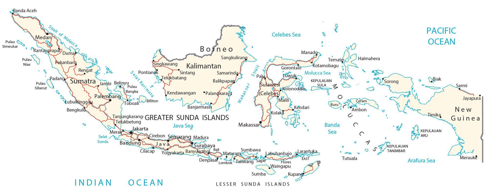 Carta geografica Indonesia