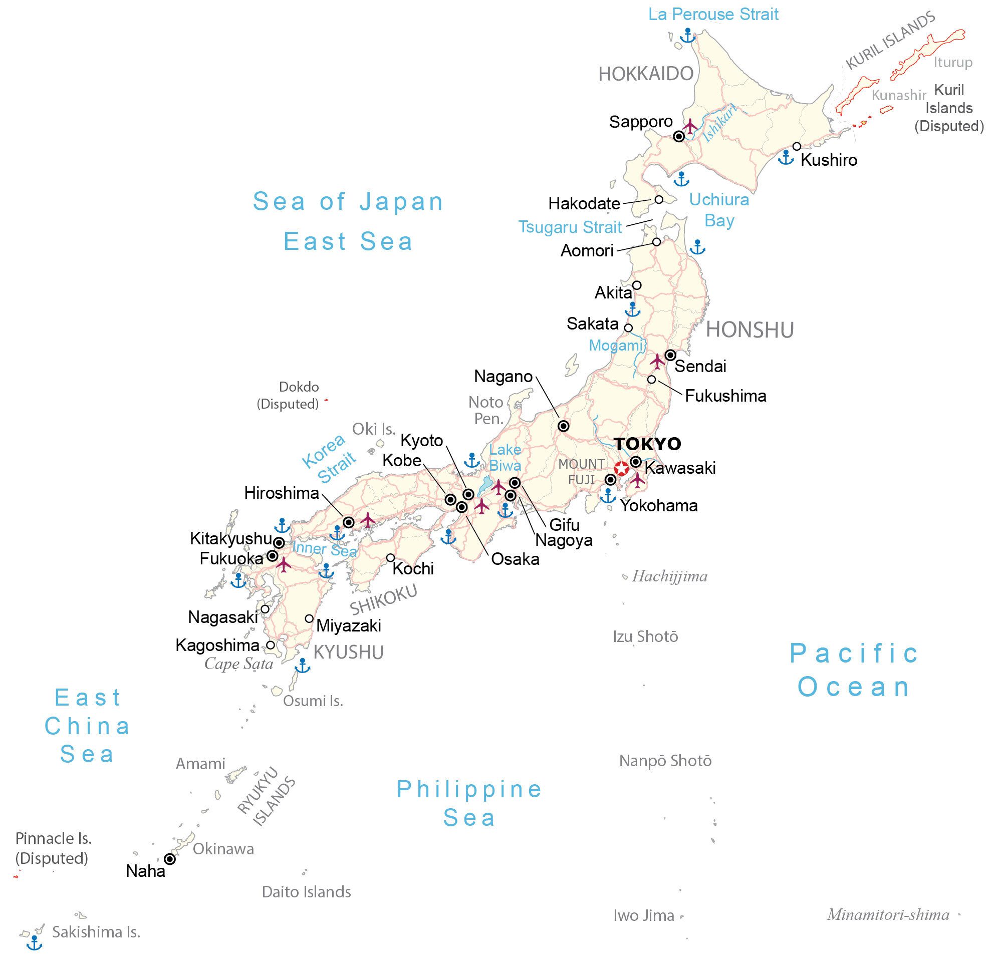 Carta geografica del Giappone
