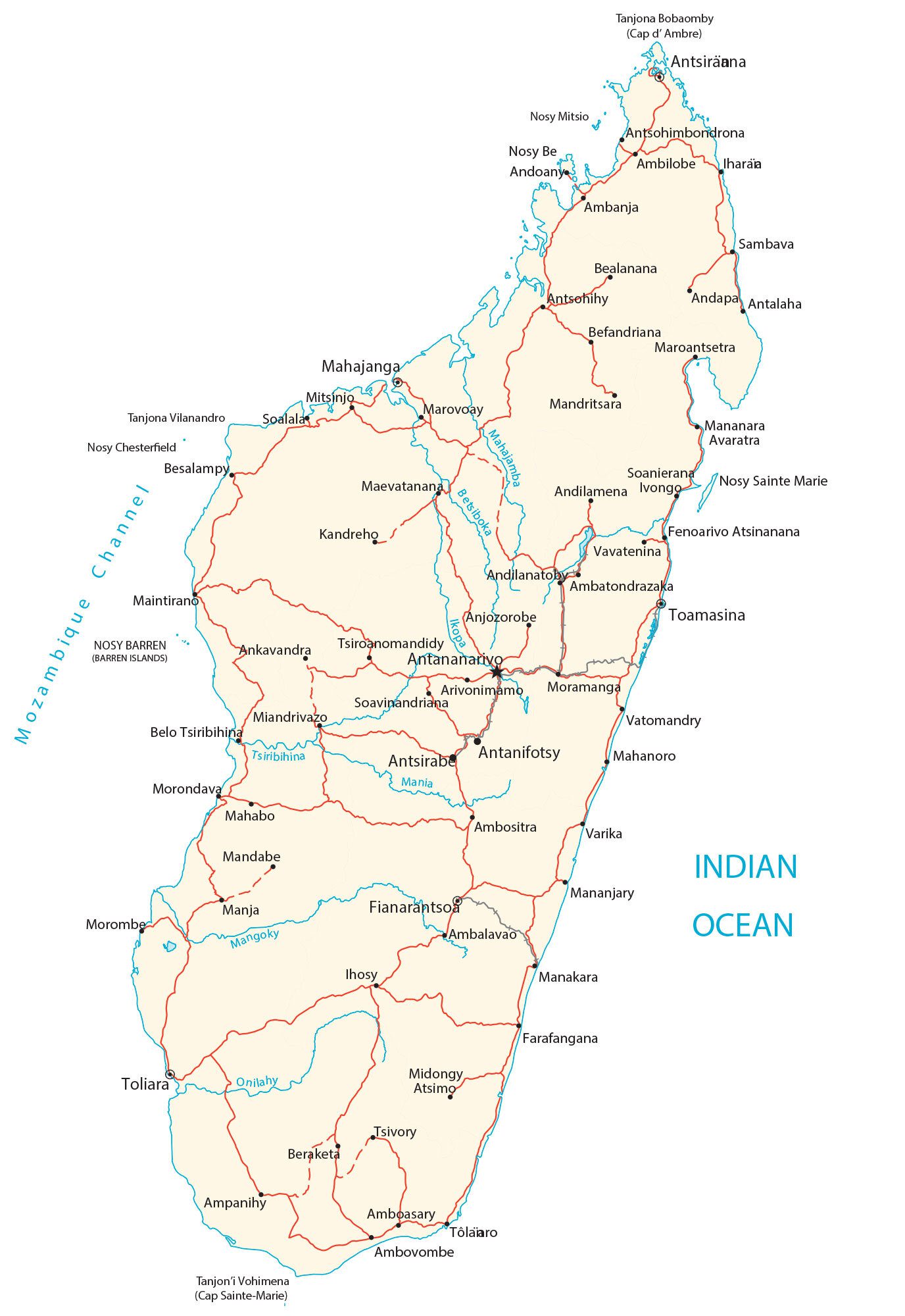 Cartina geografica del Madagascar