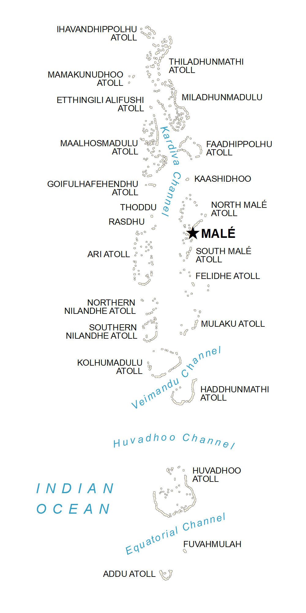 Carta geografica Maldive