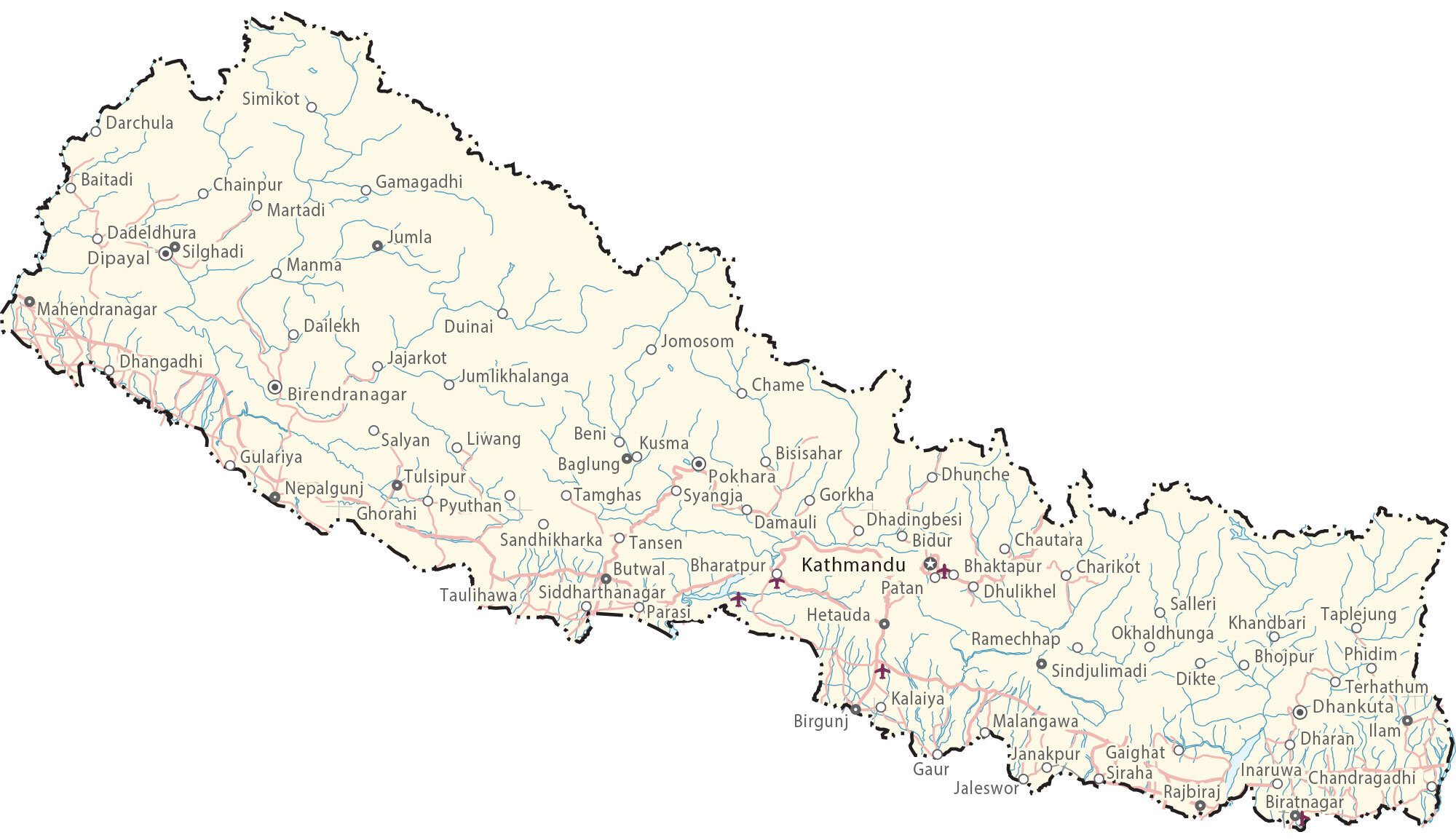 Carta geografica Nepal