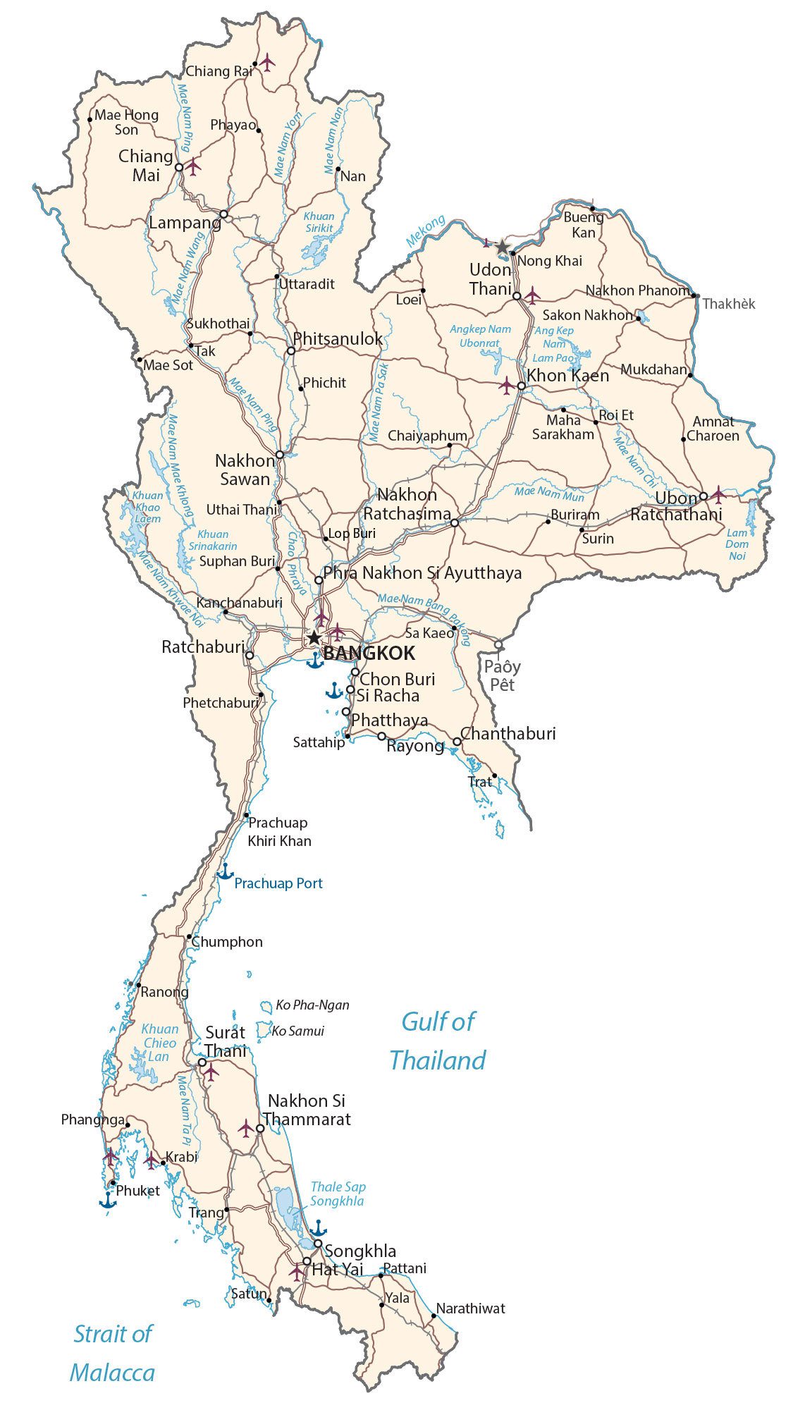 Carta geografica Thailandia