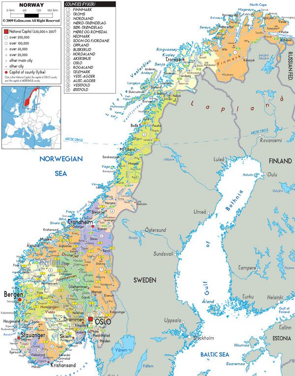 carta geografica norvegia