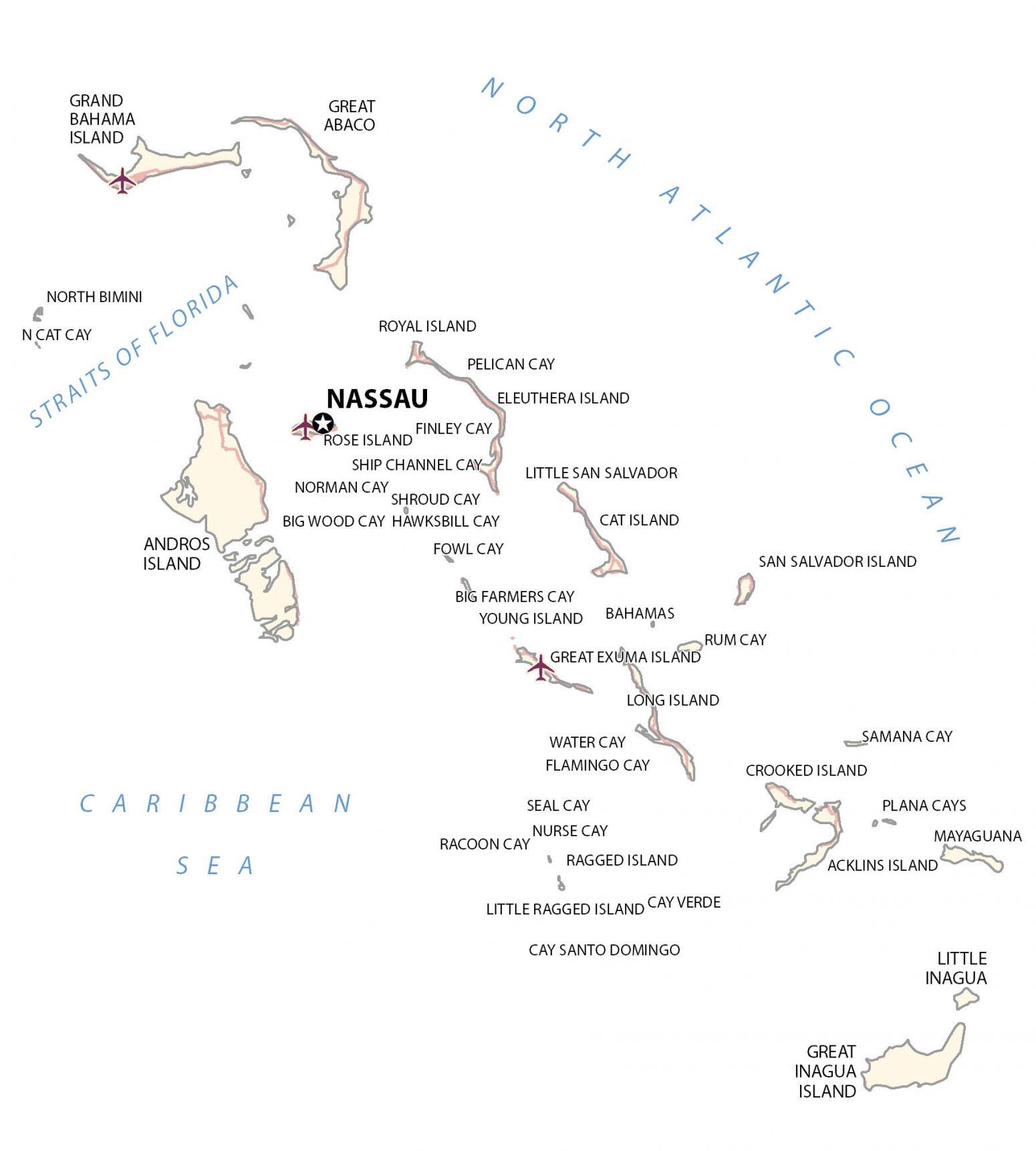 Mappa isole Bahamas