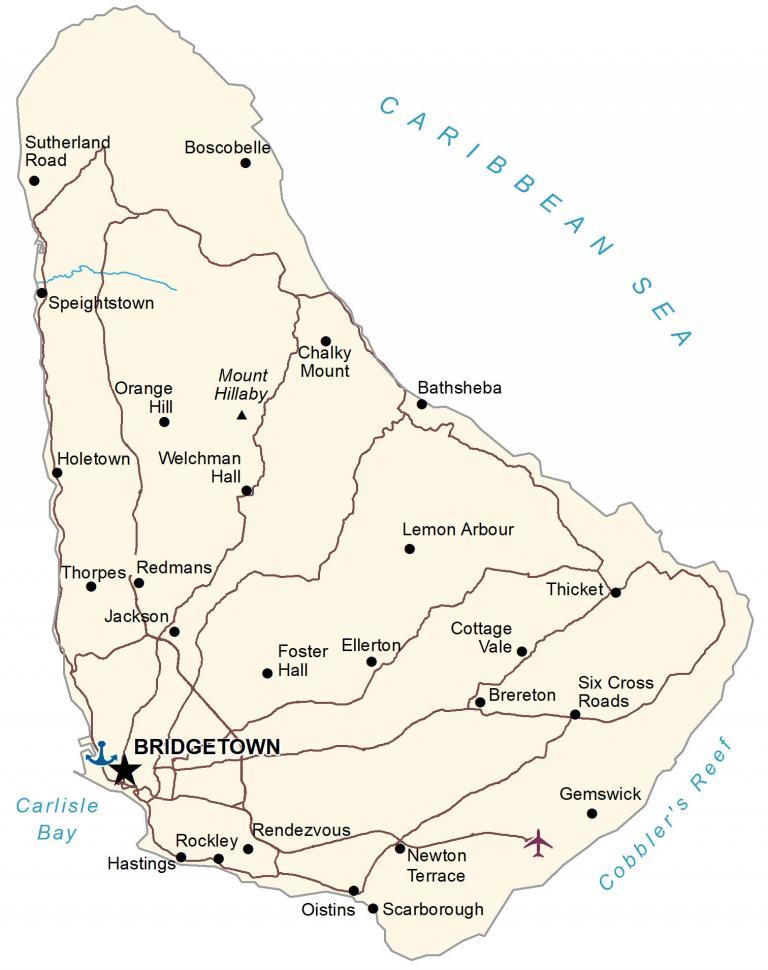 Mappa di Barbados