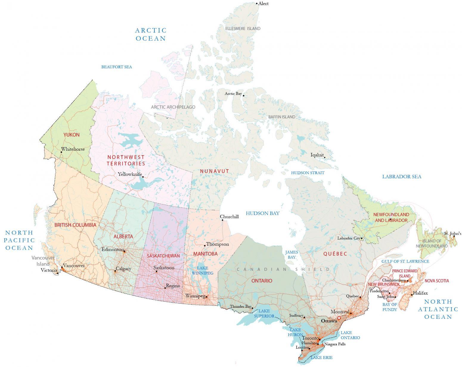 Carta geografica del Canada