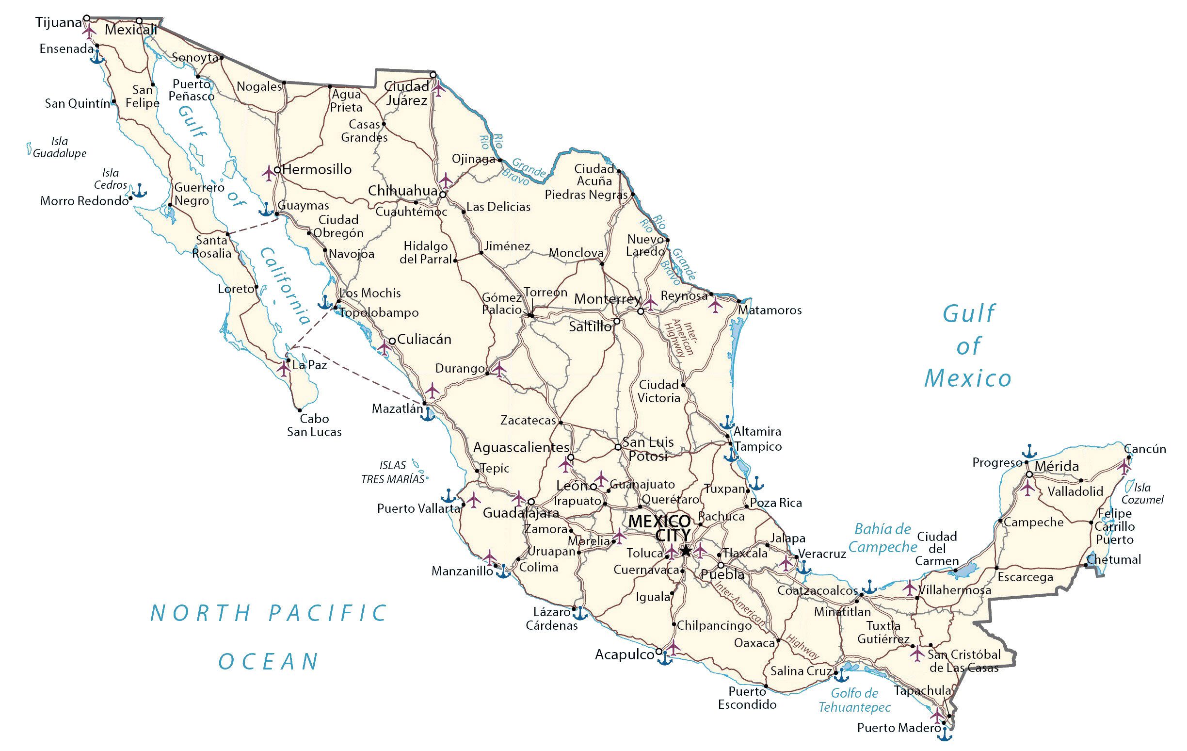 Cartina geografica del Messico