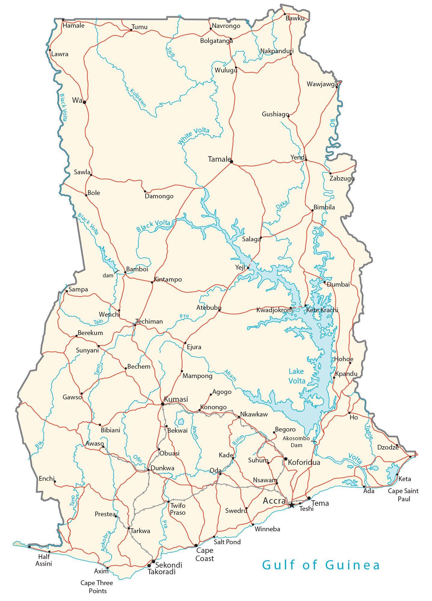 Mappa del Ghana