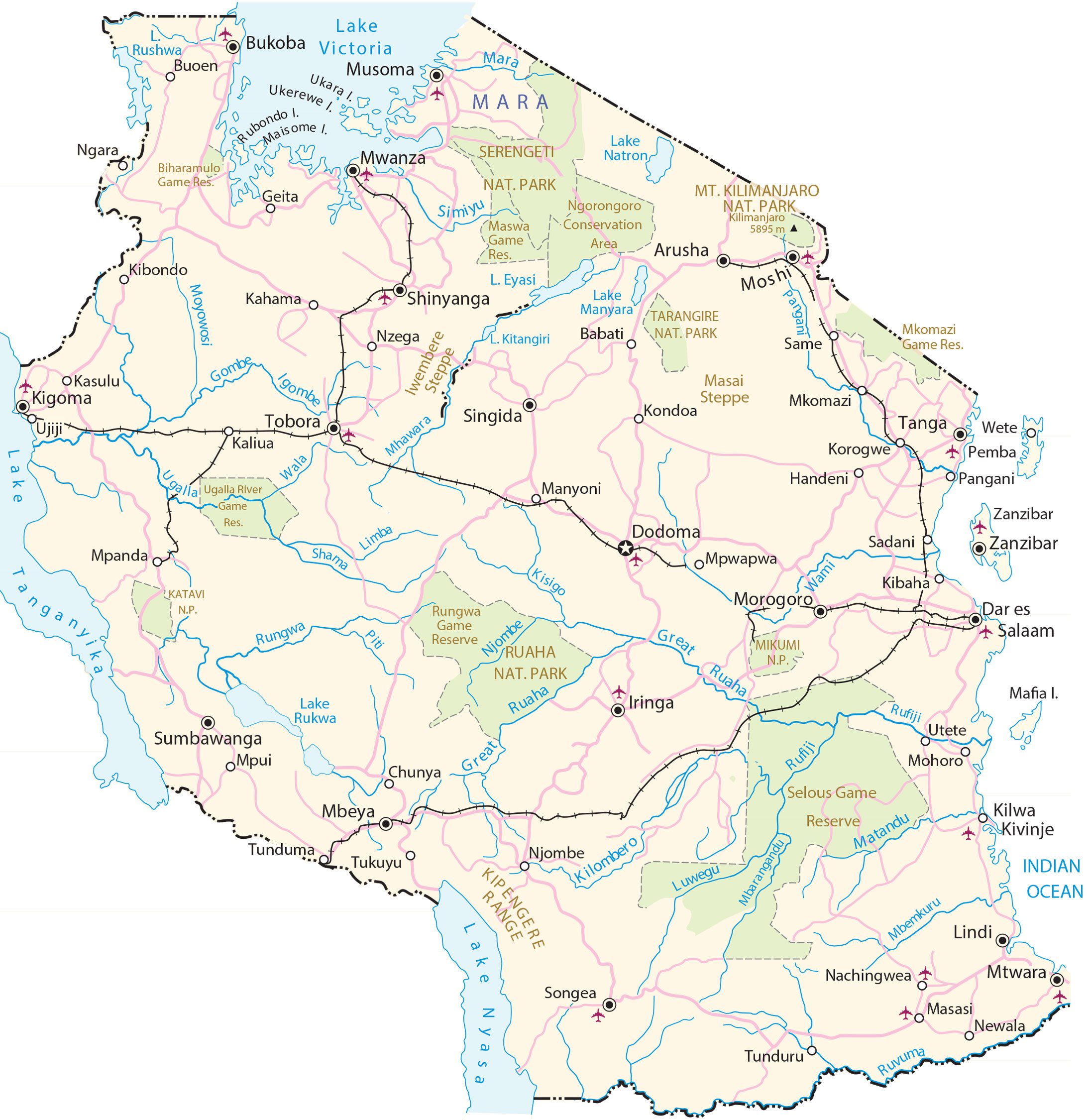 Carta geografica Tanzania