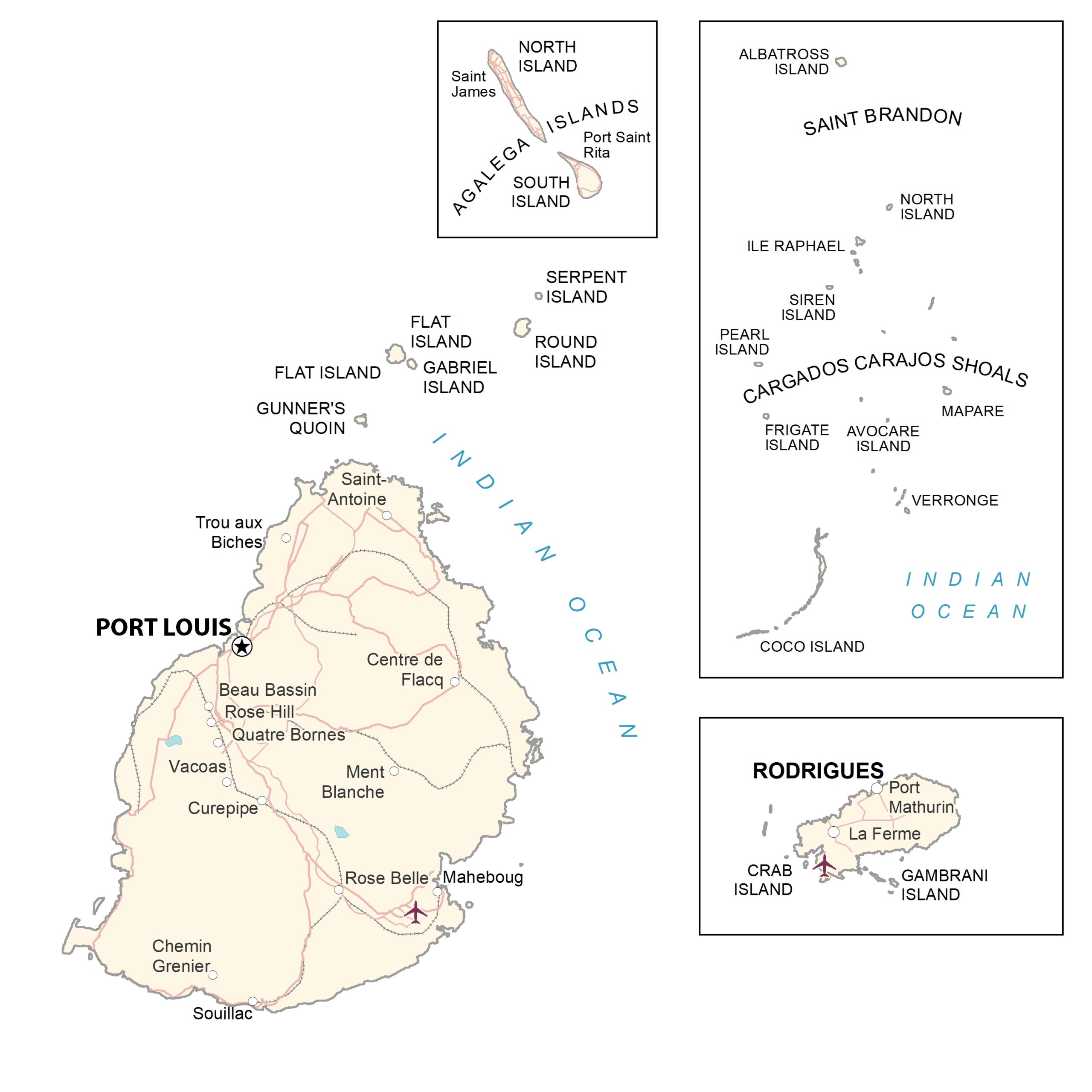 Cartina Geografica di Mauritius