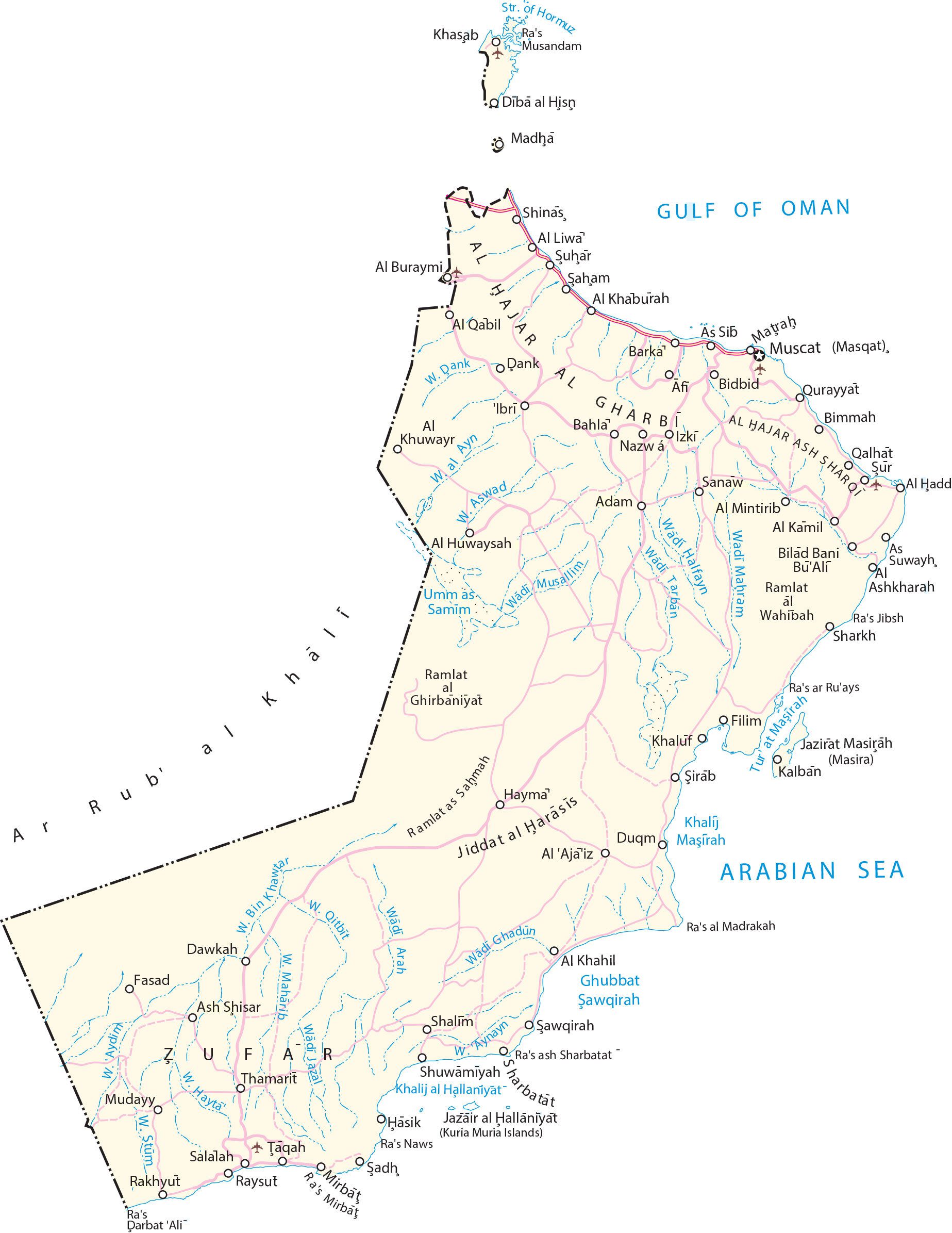 Carta geografica Oman