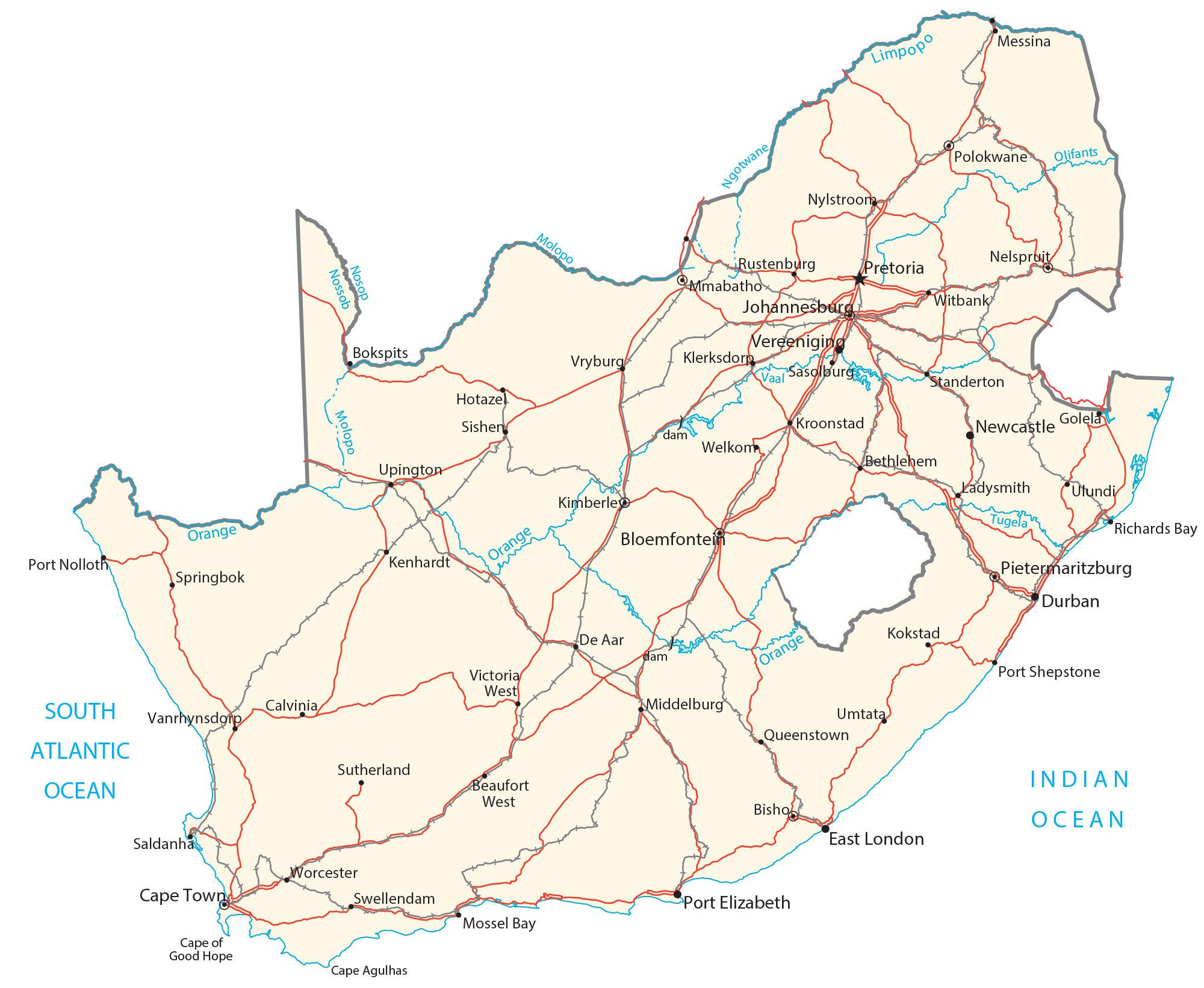 Carta geografica sud africa
