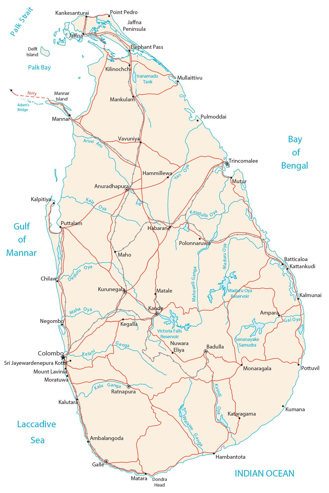 Carta geografica Sri Lanka