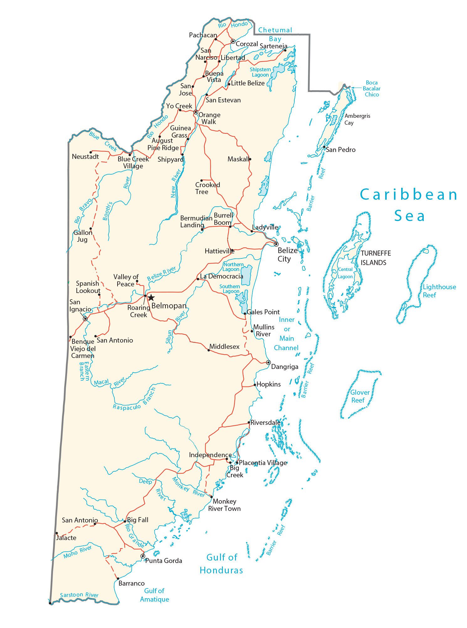 Carta geografica del Belize