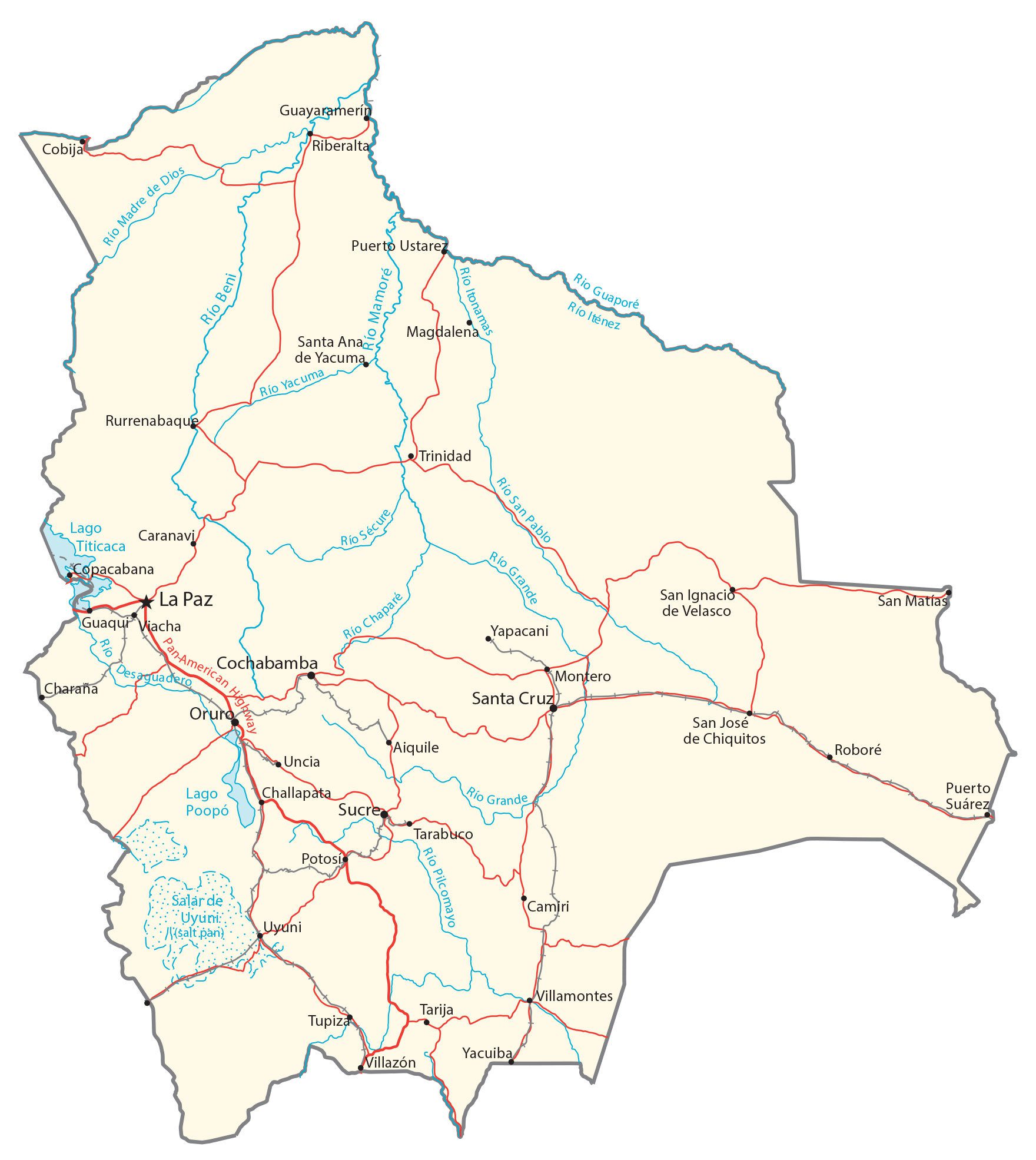 Carta geografica Bolivia