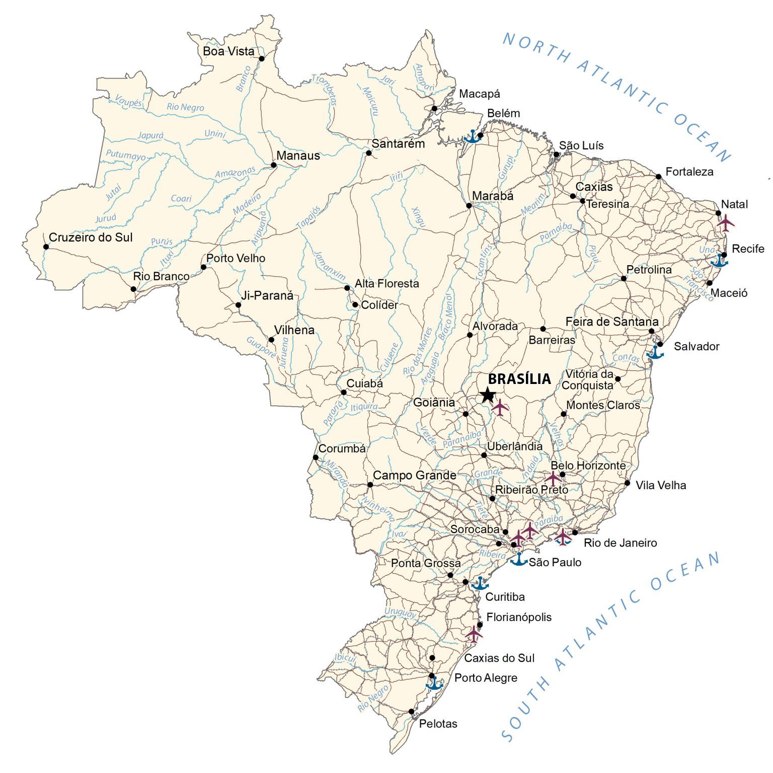 Carta geografica Brasile