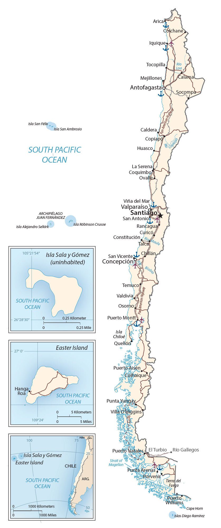Carta geografica Cile