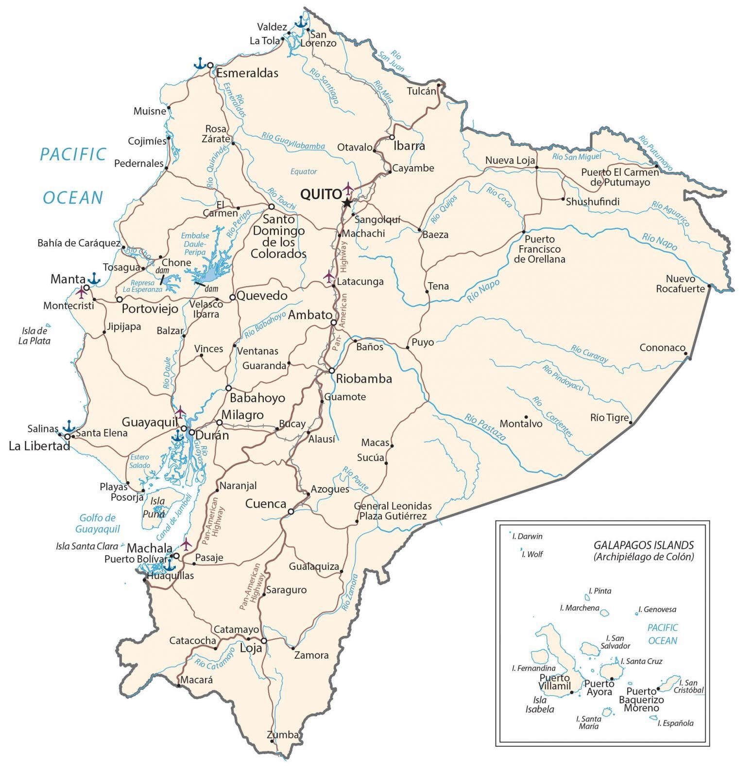 Carta geografica Ecuador