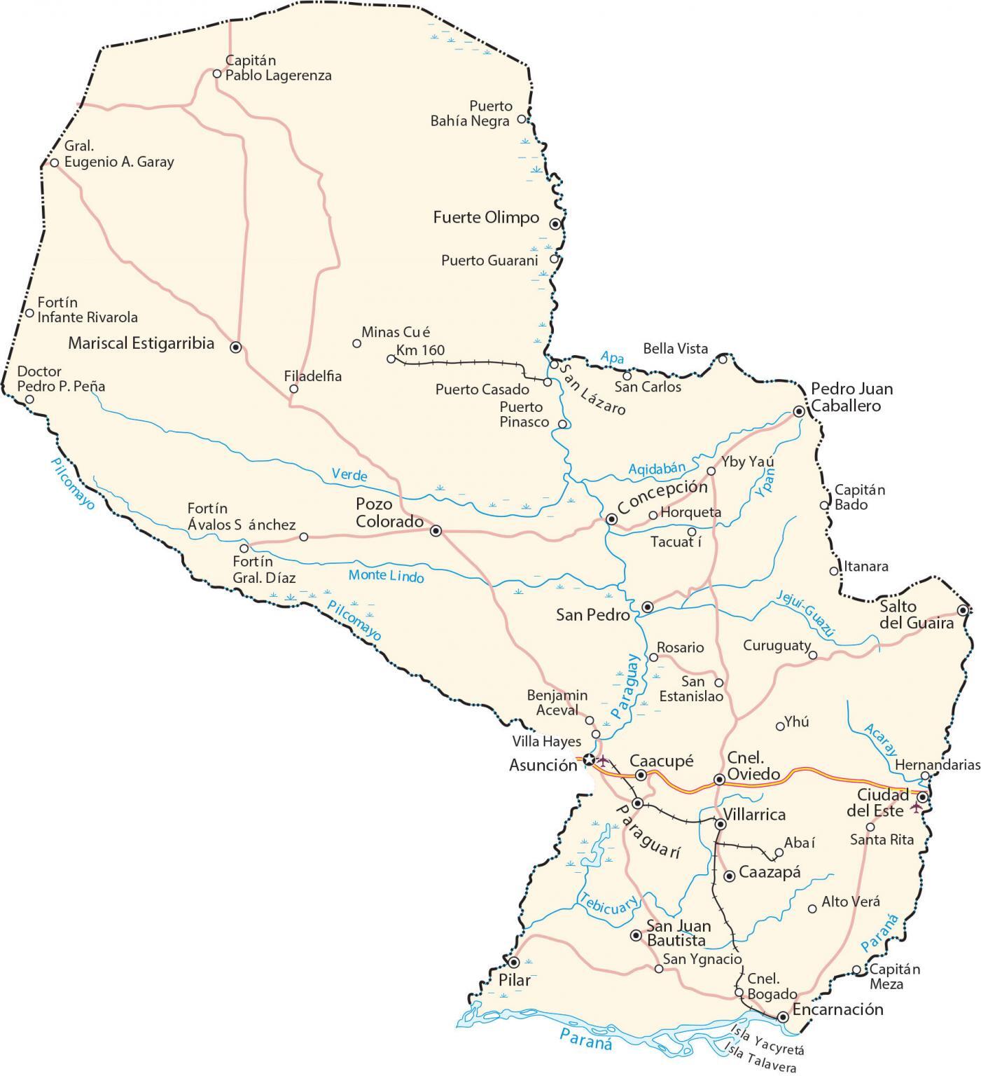 Carta geografica Paraguay
