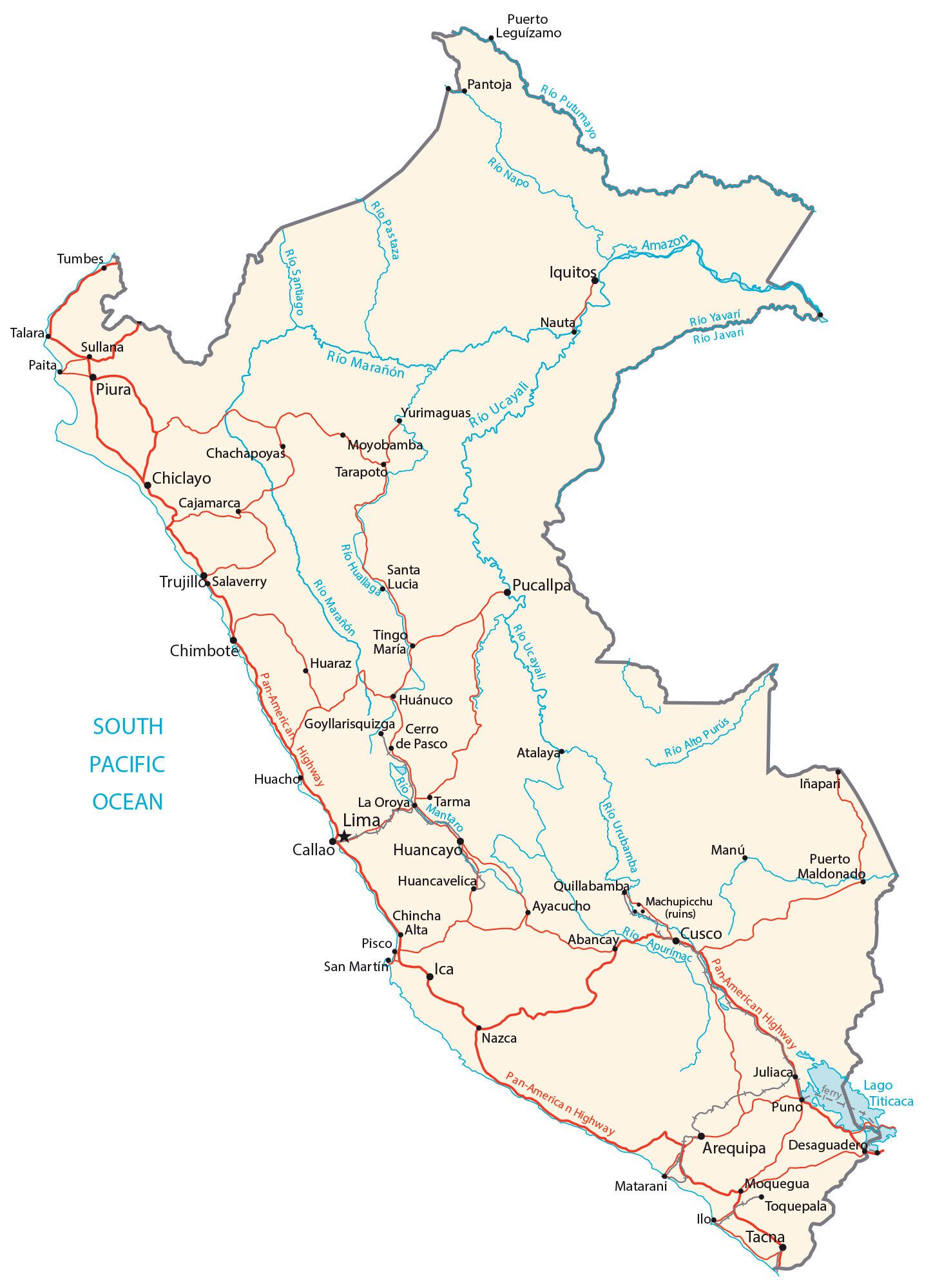 Carta geografica del Perù