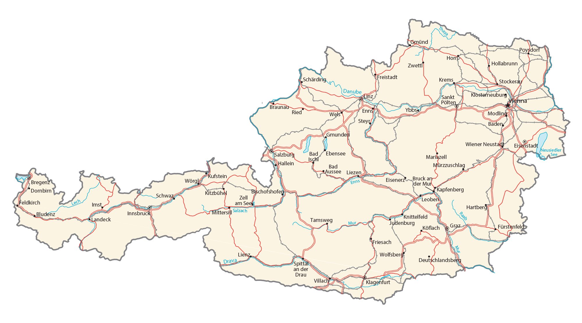 Carta geografica Austria