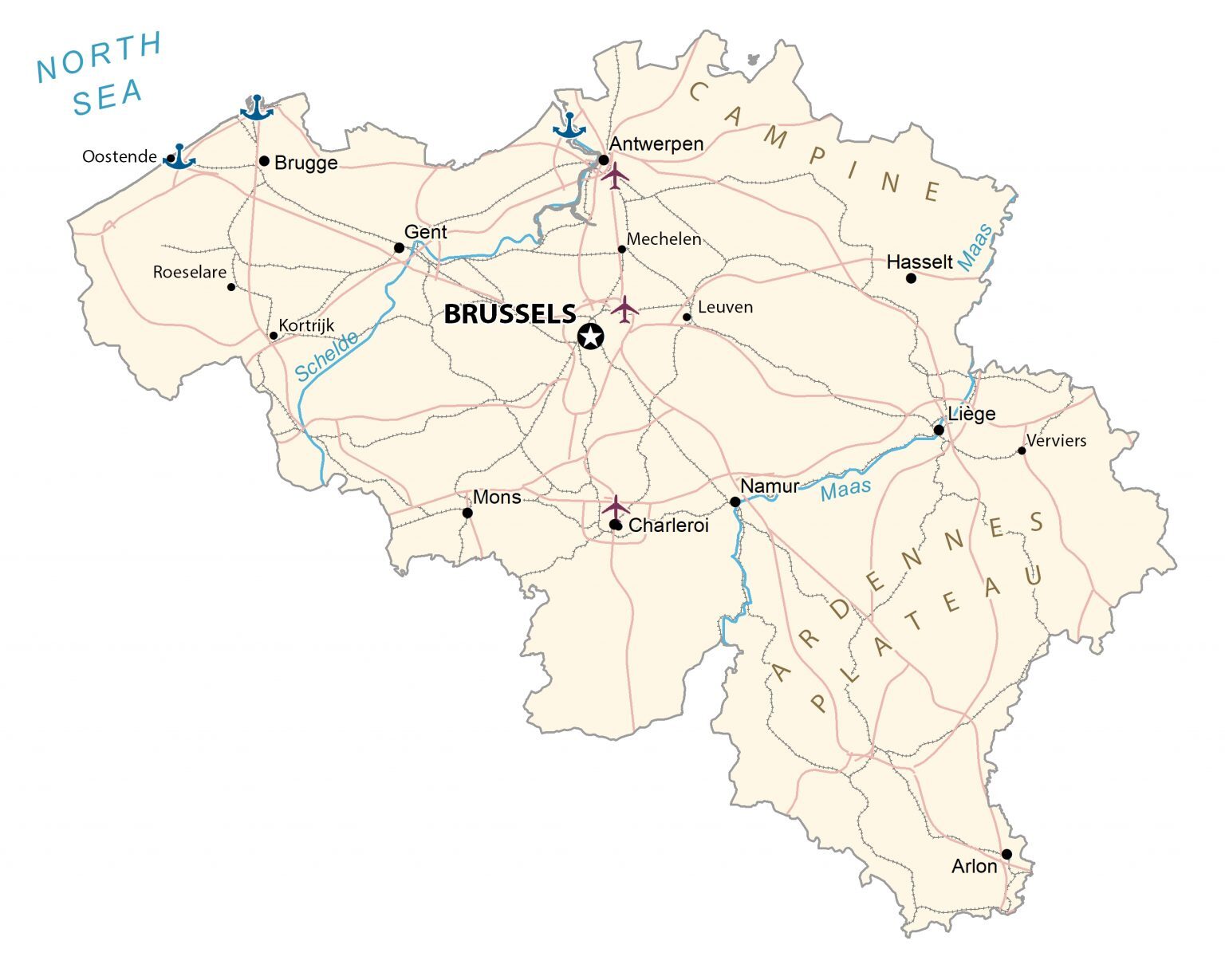 Carta Geografica Belgio