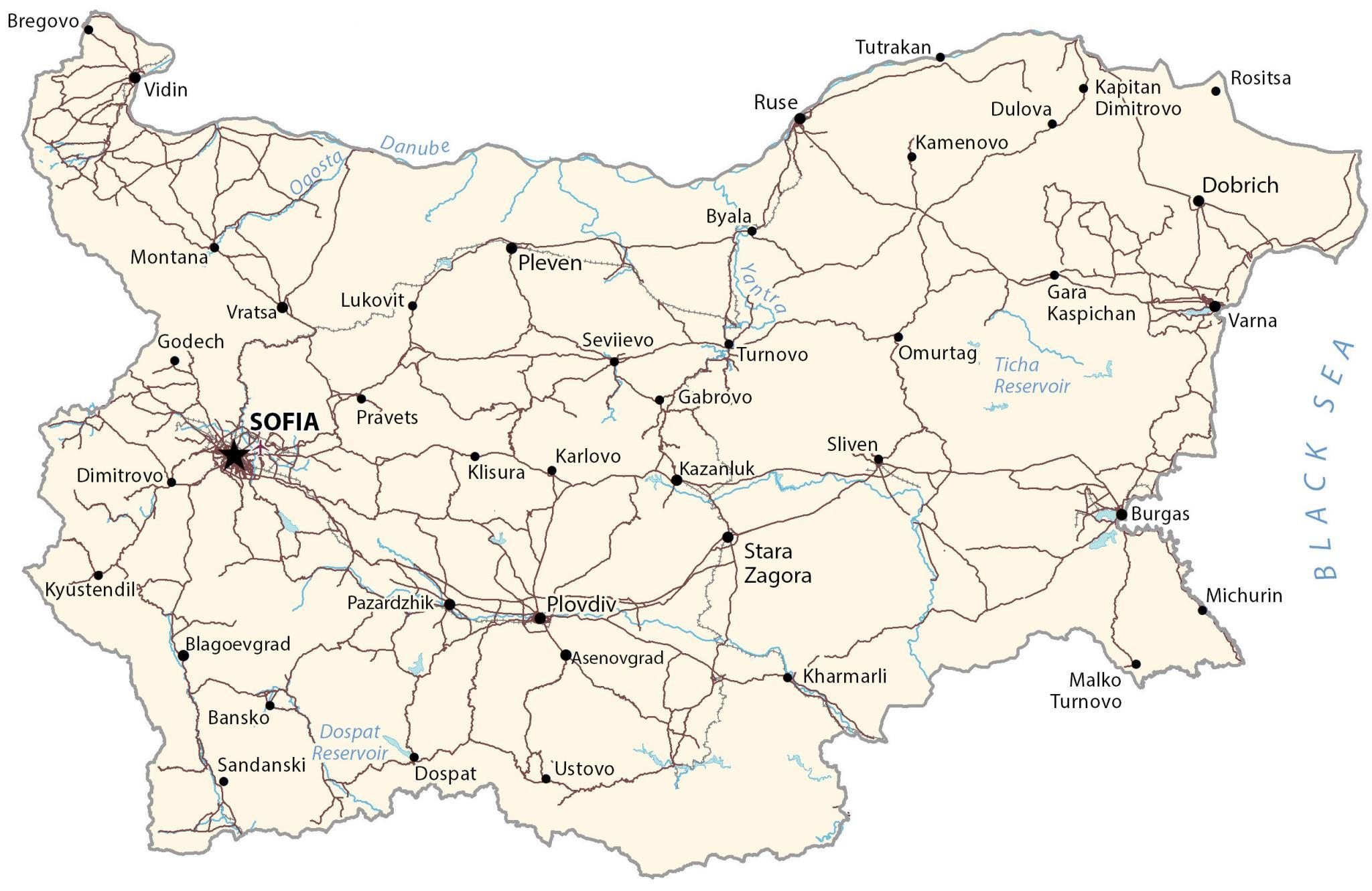 Carta geografica Bulgaria