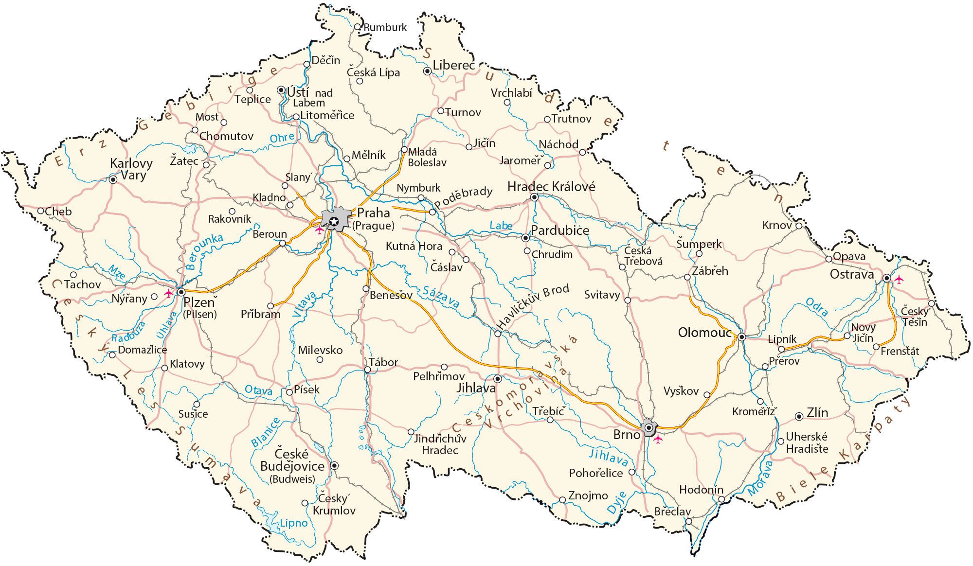 Carta geografica Repubblica Ceca