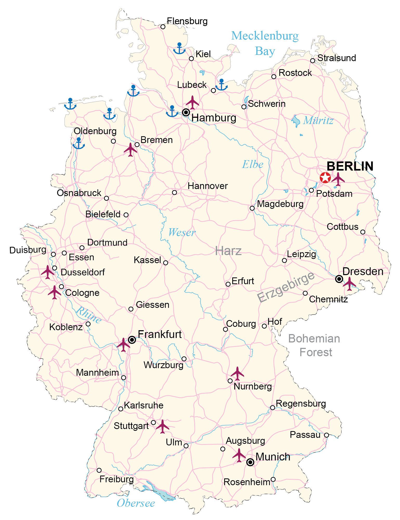 Carta geografica Germania