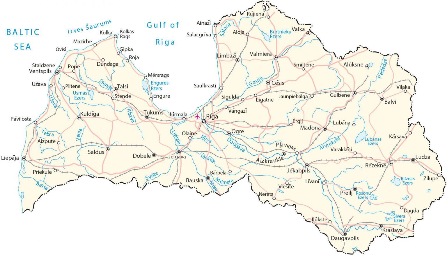 Carta geografica Lettonia