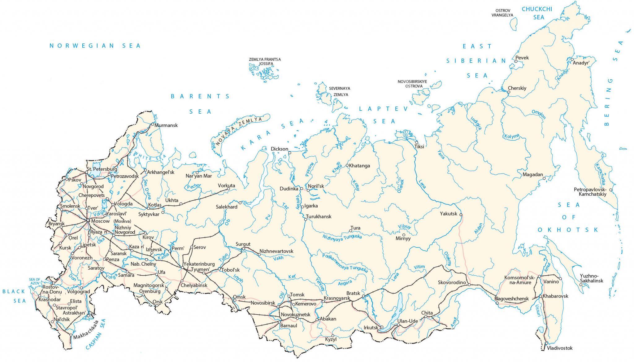 Carta geografica della Russia
