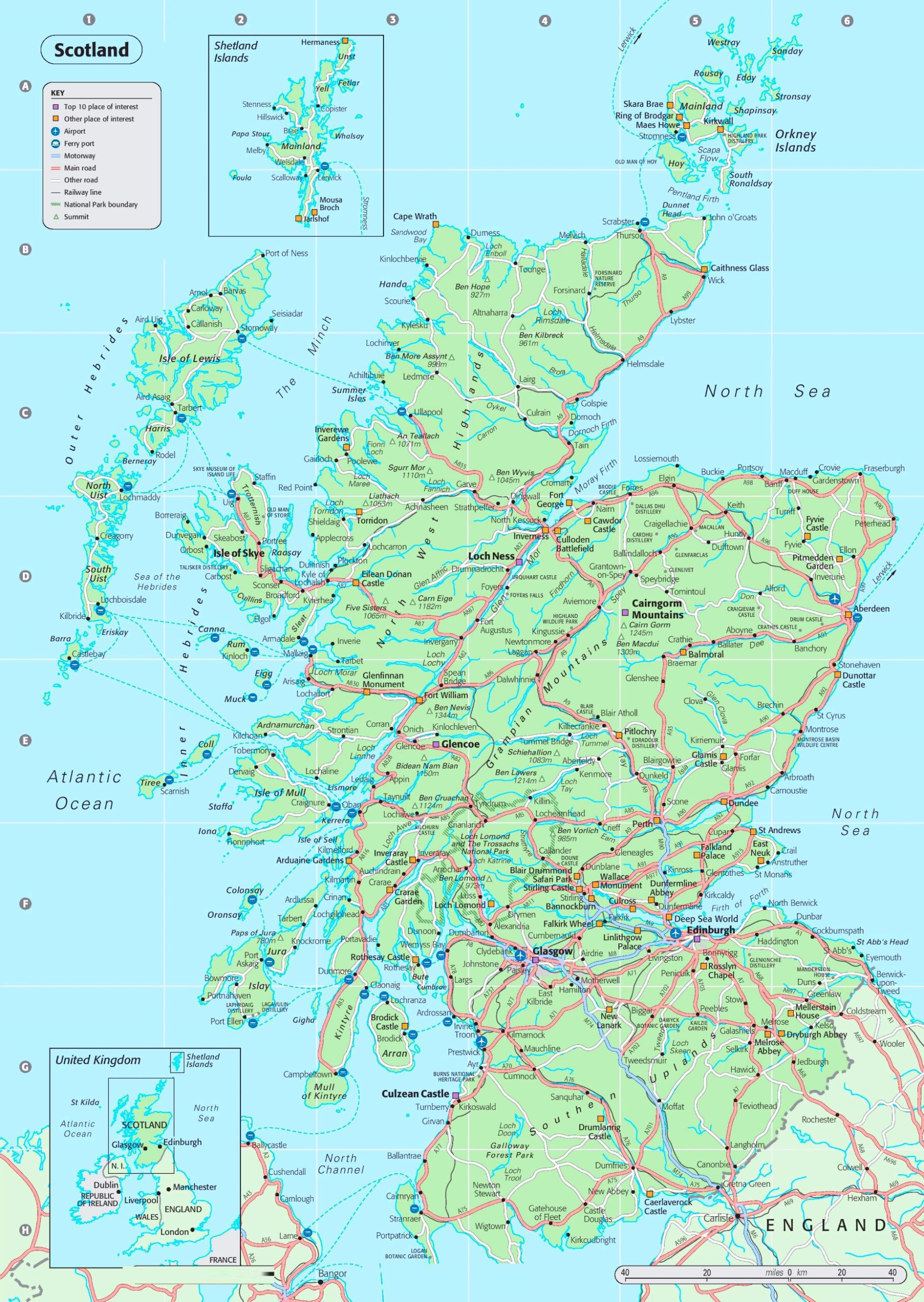 Carta geografica della Scozia