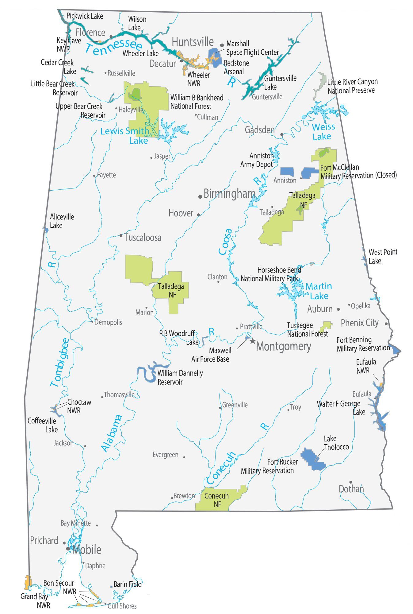 Carta geografica Alabama