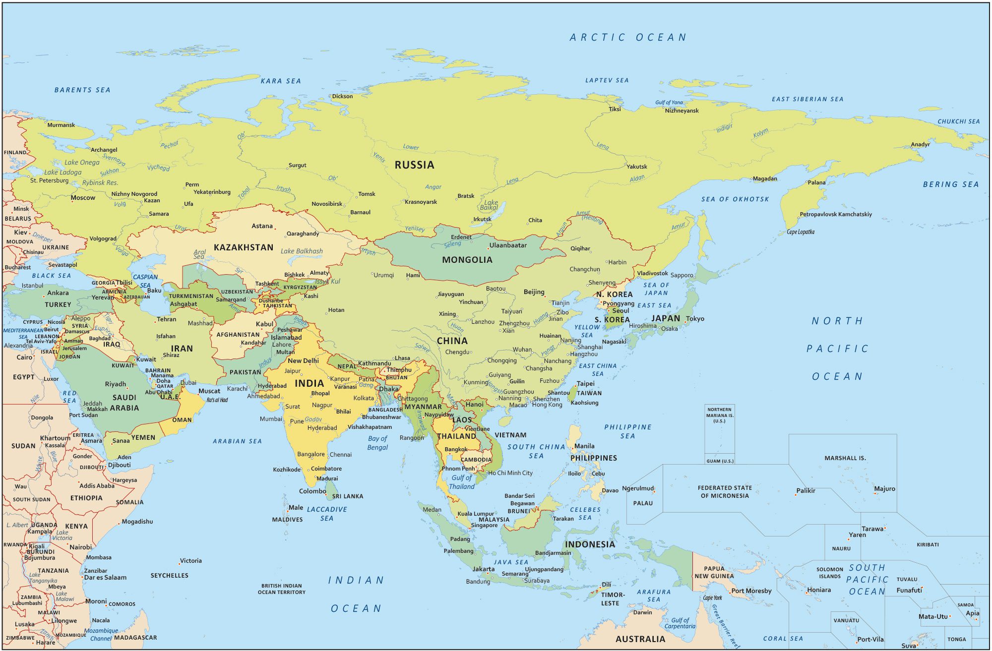 Carta geografica Asia
