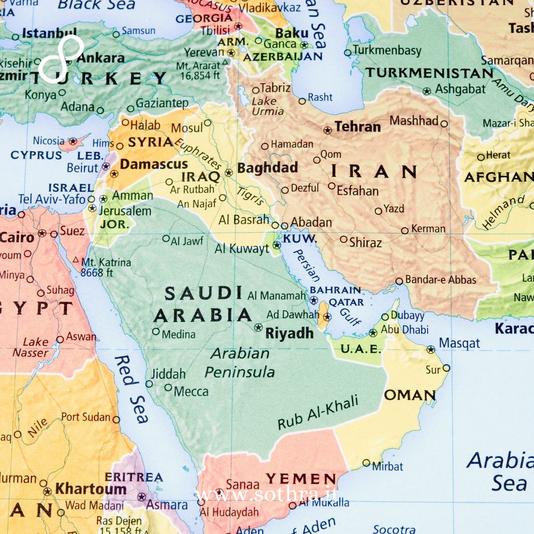 Carta geografica del Medio Oriente